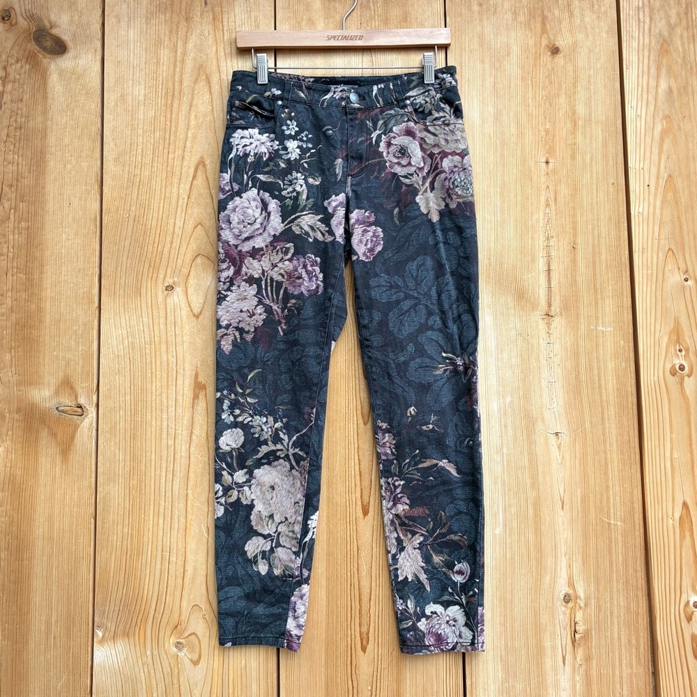 Peruvian Connection Floral Slim Pants Sz 4